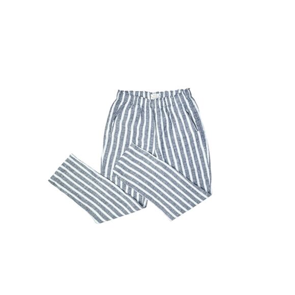 Christian Siriano Linen Wide Leg Blue/White Striped Pants - Picture 3 of 8